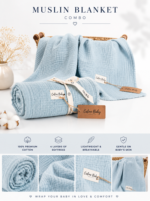 Premium Muslin Blanket Duo Set  | 115x115cm